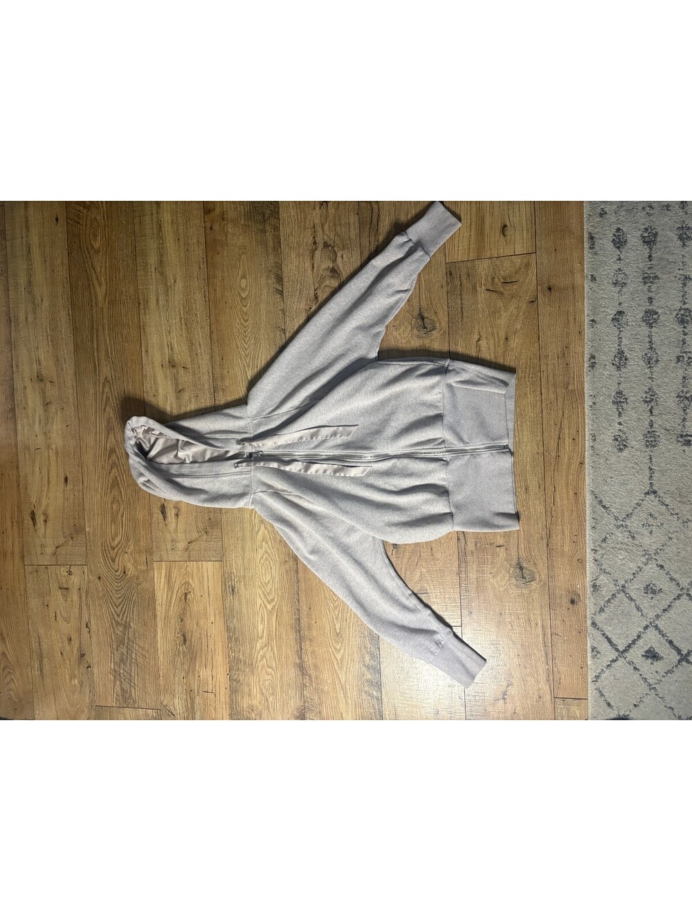 Victoria’s Secret Gray Full Zip Hoodie Satin Lined Hood Y2K Lounge Size Small